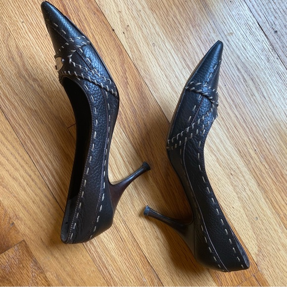 Fendi vintage 90’s brown leather pumps size 36.5 - Picture 4 of 6